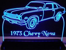 1973 Chevy Nova Chevrolet (not SS) Acrylic Lighted Edge Lit LED Car Sign / Light Up Plaque