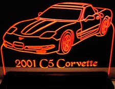2001 Corvette C5 Acrylic Lighted Edge Lit LED Sign / Light Up Plaque Full Size Made in USA