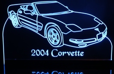 2004 Corvette Convertible Acrylic Lighted Edge Lit LED Sign / Light Up Plaque Full Size Made in USA