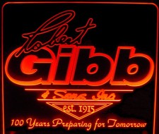 Company Logo Business Advertising Gibb Acrylic Lighted Edge Lit LED Sign / Light Up Plaque Full Size Made in USA
