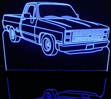 1985 Chevy Pickup Truck Acrylic Lighted Edge Lit LED Sign / Light Up Plaque Full Size Made in USA