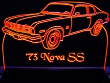 1973 Chevy Nova SS Acrylic Lighted Edge Lit LED Car Sign / Light Up Plaque Chevrolet