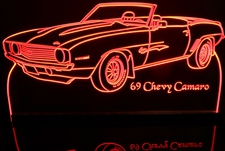 1969 Camaro Convertible Acrylic Lighted Edge Lit LED Sign / Light Up Plaque Full Size Made in USA