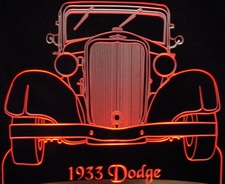 1933 Dodge Acrylic Lighted Edge Lit LED Sign / Light Up Plaque Full Size Made in USA