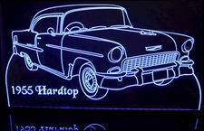 1955 Chevy Hardtop Acrylic Lighted Edge Lit LED Sign / Light Up Plaque Full Size Made in USA