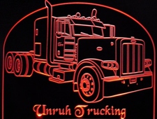 Semi Truck Peterbilt Acrylic Lighted Edge Lit LED Sign / Light Up Plaque Full Size Made in USA