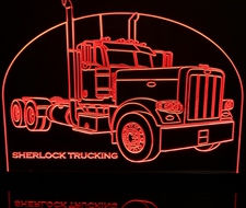 Semi Truck Pblt (add your own text) Acrylic Lighted Edge Lit LED Sign / Light Up Plaque Full Size Made in USA