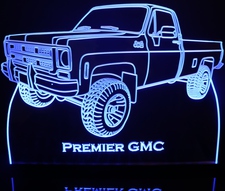 1976 GMC Pickup Half Ton 4x4 (add your own text) Acrylic Lighted Edge Lit LED Sign / Light Up Plaque Full Size Made in USA