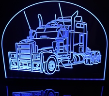 Semi Truck (add your own text) Acrylic Lighted Edge Lit LED Sign / Light Up Plaque Full Size Made in USA