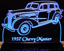 1937 Chevy Master Acrylic Lighted Edge Lit LED Sign / Light Up Plaque Chevrolet Full Size Made in USA