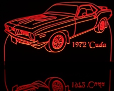 1972 Plymouth Barracuda Acrylic Lighted Edge Lit LED Sign / Light Up Plaque Full Size Made in USA