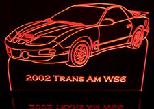 2002 Trans Am WS6 Acrylic Lighted Edge Lit LED Sign / Light Up Plaque Full Size Made in USA