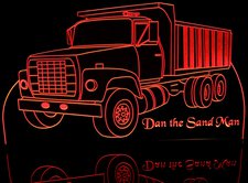 Dump Truck Acrylic Lighted Edge Lit LED Sign / Light Up Plaque Full Size Made in USA