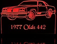 1977 Olds Cutlass 442 Acrylic Lighted Edge Lit LED Sign / Light Up Plaque Full Size Made in USA