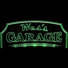 Shop Garage Sign Wes Acrylic Lighted Edge Lit LED Sign / Light Up Plaque Full Size Made in USA