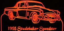 1955 Studebaker Speedster Acrylic Lighted Edge Lit LED Sign / Light Up Plaque Full Size Made in USA