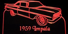 1959 Chevy Impala Biscayne Acrylic Lighted Edge Lit LED Sign / Light Up Plaque Full Size Made in USA