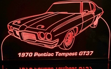 1970 Tempest GT37 Acrylic Lighted Edge Lit LED Sign / Light Up Plaque Full Size Made in USA