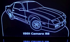 1991 Camaro RS Acrylic Lighted Edge Lit LED Sign / Light Up Plaque Full Size Made in USA