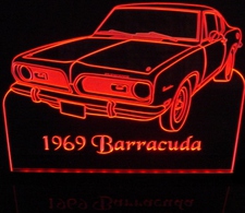 1969 Barracuda Cuda Acrylic Lighted Edge Lit LED Sign / Light Up Plaque Full Size Made in USA