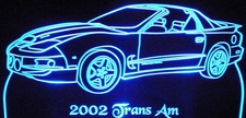 2002 Pontiac Trans Am Acrylic Lighted Edge Lit LED Sign / Light Up Plaque Full Size Made in USA