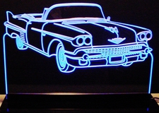 1958 Cadillac Convertible Acrylic Lighted Edge Lit LED Sign / Light Up Plaque Full Size Made in USA