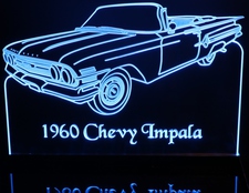 1960 Chevy Impala Convertible Acrylic Lighted Edge Lit LED Sign / Light Up Plaque Full Size Made in USA