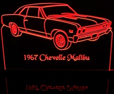 1967 Chevelle Malibu Acrylic Lighted Edge Lit LED Sign / Light Up Plaque Full Size Made in USA