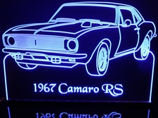 1967 Chevy Camaro RS Only with tach Acrylic Lighted Edge Lit LED Sign / Light Up Plaque Full Size Made in USA