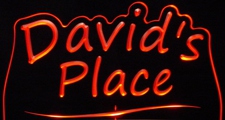 Davids David Place Room Den Office (add your own name) Acrylic Lighted Edge Lit LED Sign / Light Up Plaque Full Size Made in USA