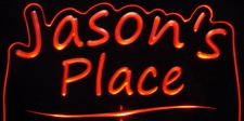 Jasons Jason Place Room Den Office (add your own name) Acrylic Lighted Edge Lit LED Sign / Light Up Plaque Full Size Made in USA